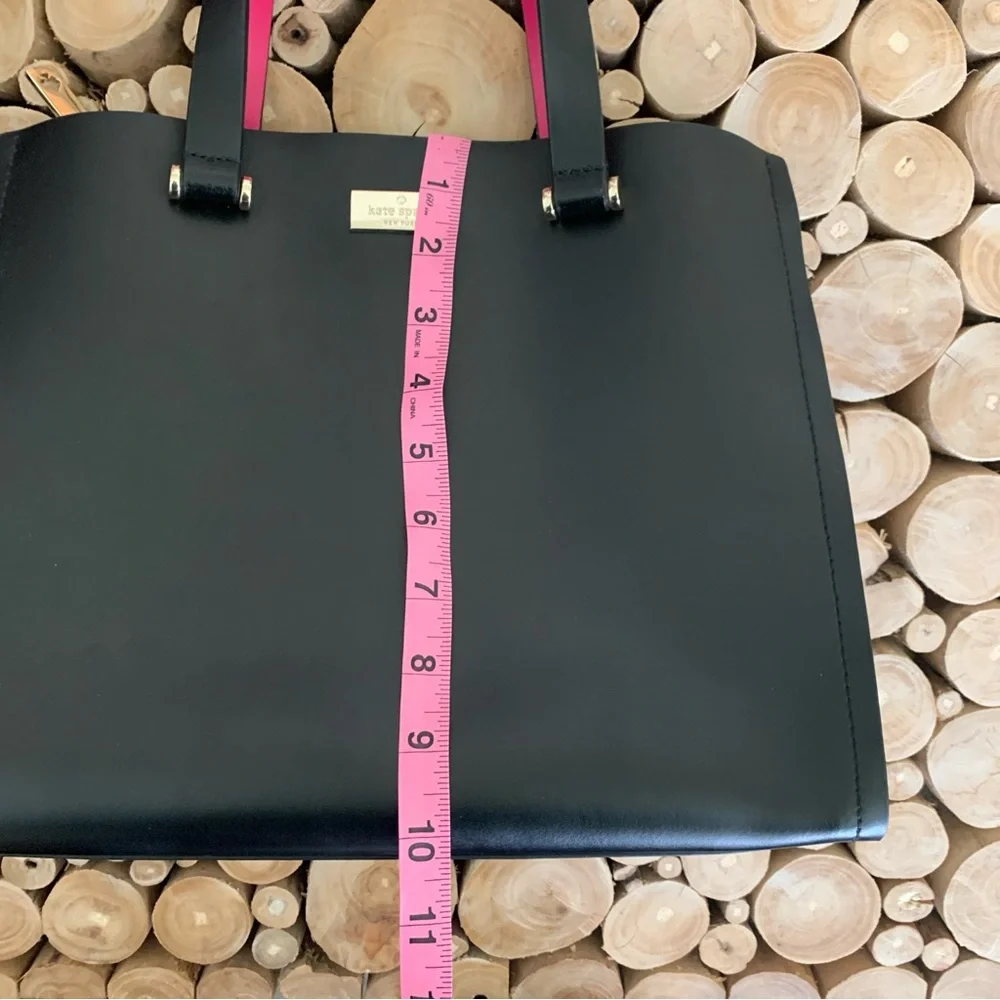 Kate Spade Black Sweetheart Pink Kyra Arbour Hill Leather Tote Bag - Picture 12 of 14